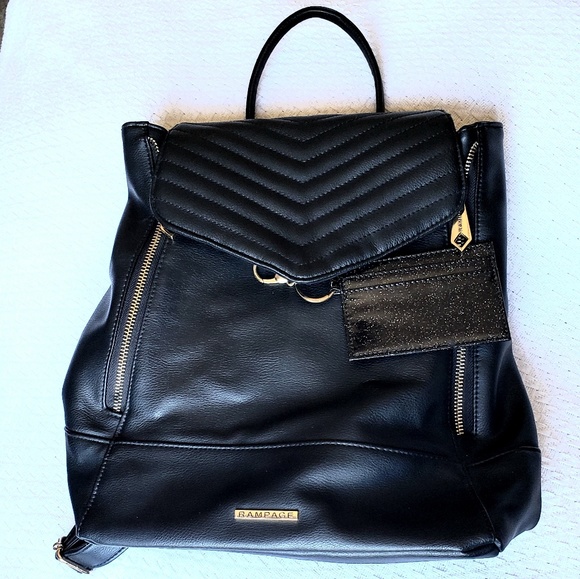 Rampage Handbags - Rampage | Black & Gold Double Zipper Backpack